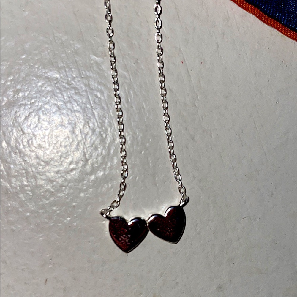 Sterling silver double heart necklace